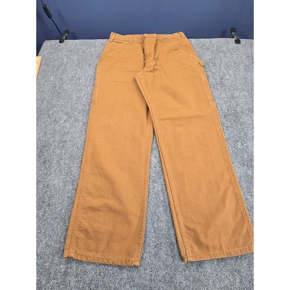 Carhartt Mens 34x32 Brown Duck Canvas Carpenter Work Pants Straight Leg